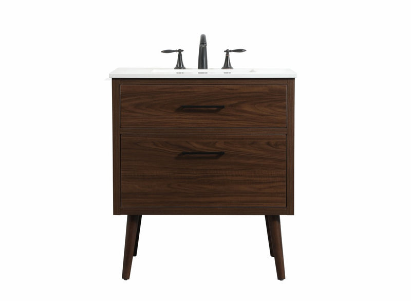 Elegant Lighting VF41030MWT Single Bathroom Vanity, Walnut