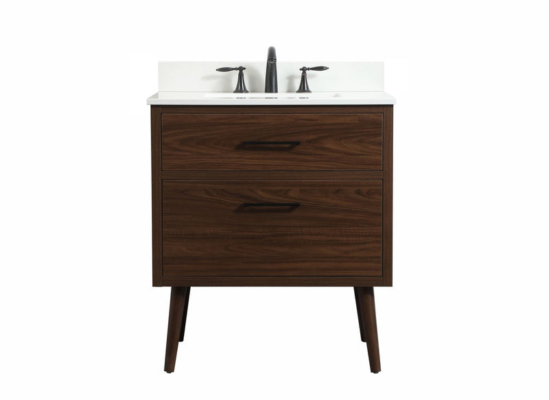 Elegant Lighting VF41030MWT-BS Single Bathroom Vanity, Walnut