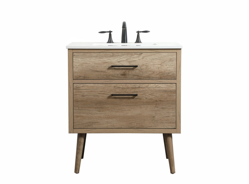 Elegant Lighting VF41030NT Single Bathroom Vanity, Natural Oak