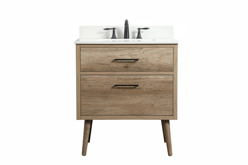 Elegant Lighting VF41030NT-BS Single Bathroom Vanity, Natural Oak