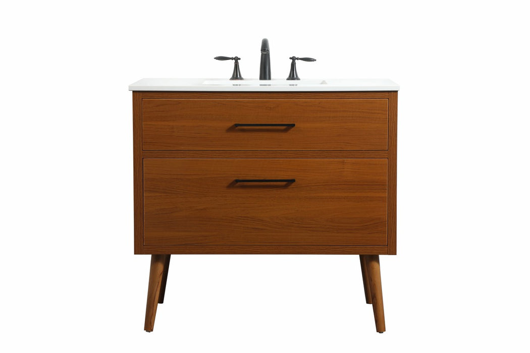 Elegant Lighting VF41036MTK Single Bathroom Vanity, Teak
