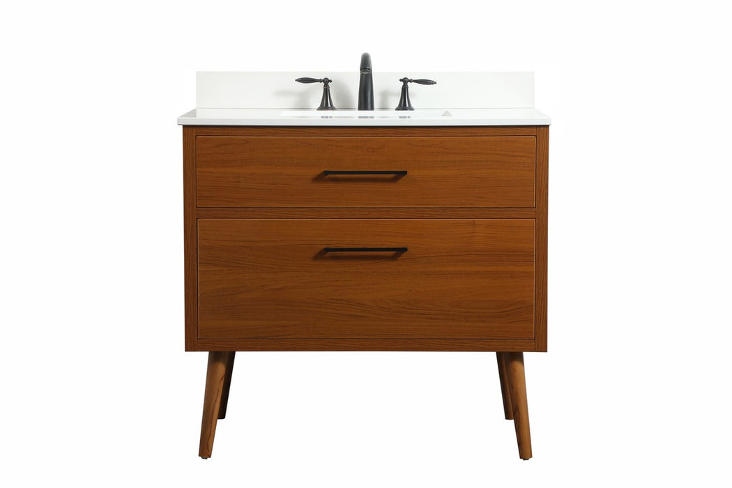 Elegant Lighting VF41036MTK-BS Single Bathroom Vanity, Teak