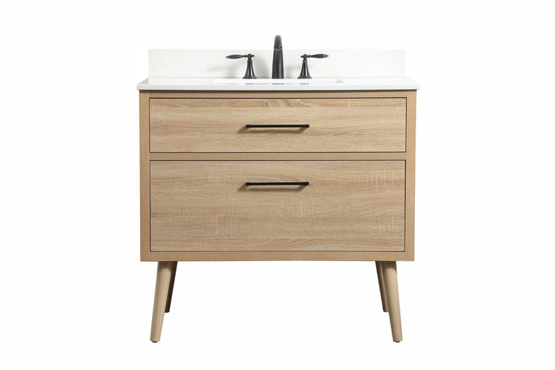 Elegant Lighting VF41036MW-BS Single Bathroom Vanity, Mango Wood