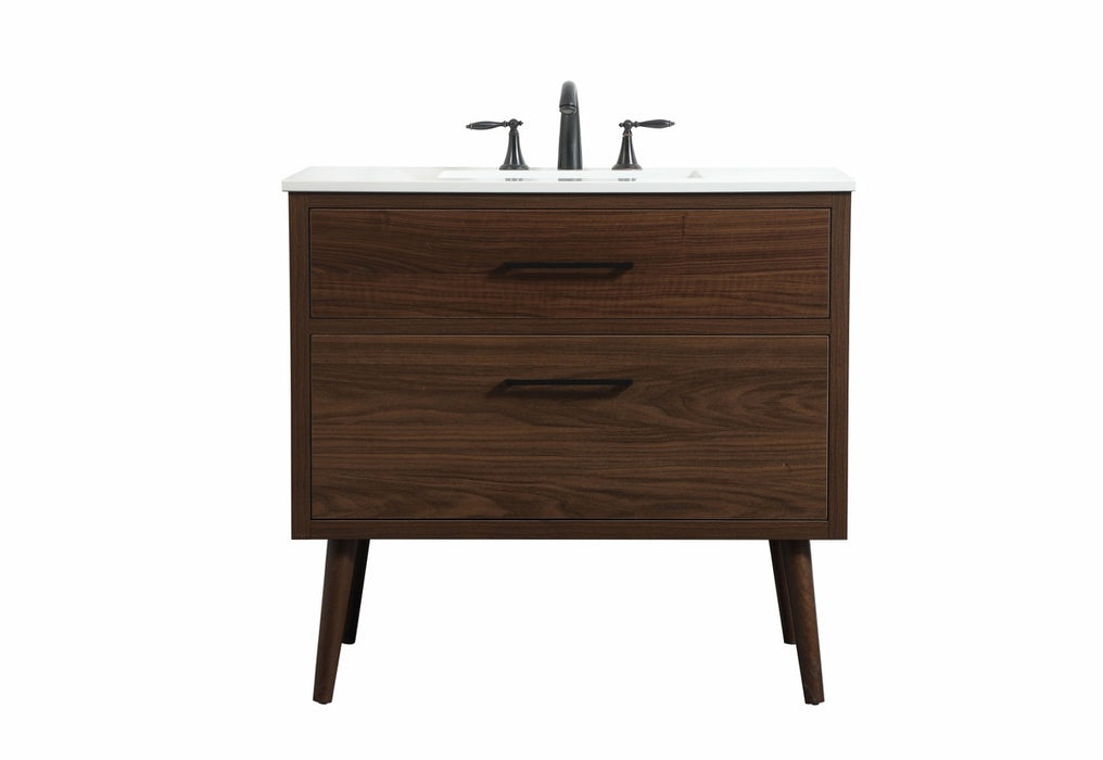 Elegant Lighting VF41036MWT Single Bathroom Vanity, Walnut