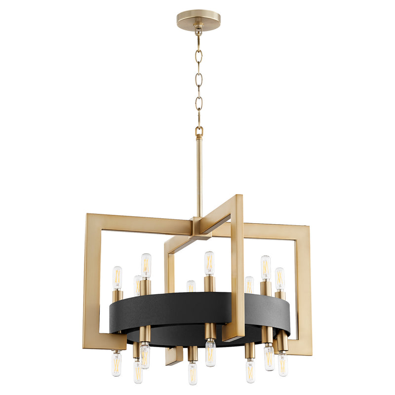 Cyan 11268 16 Light Chandelier, Noir / Aged Brass