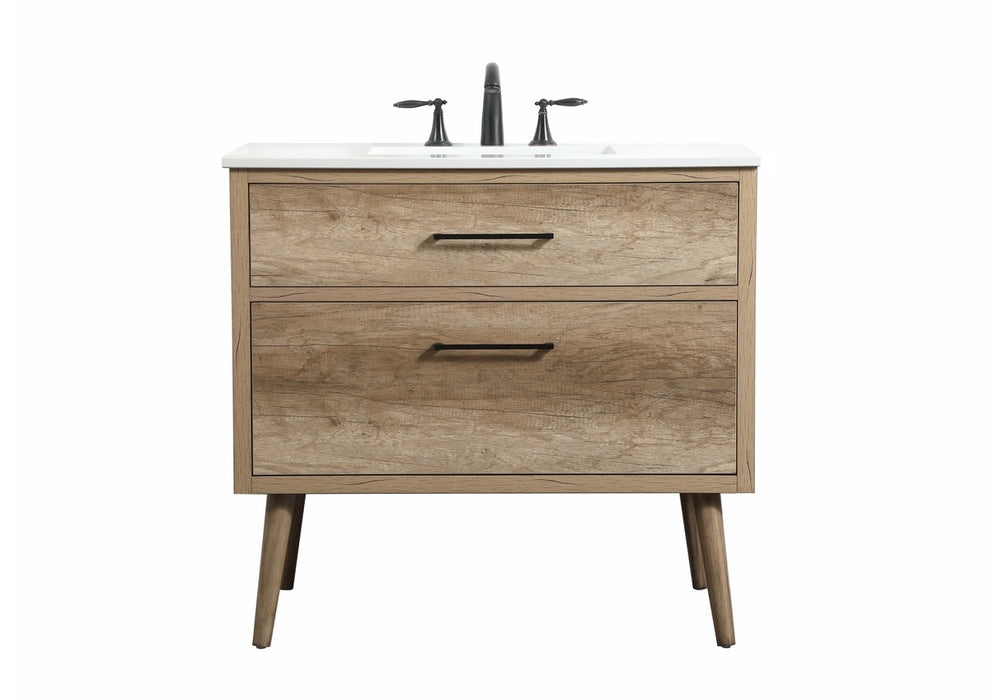 Elegant Lighting VF41036NT Single Bathroom Vanity, Natural Oak