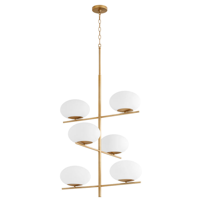 Cyan 11272 Six Light Chandelier, Aged Brass