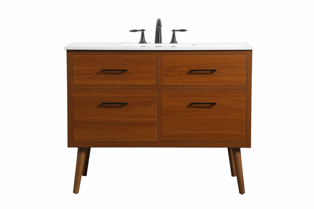 Elegant Lighting VF41042MTK Single Bathroom Vanity, Teak