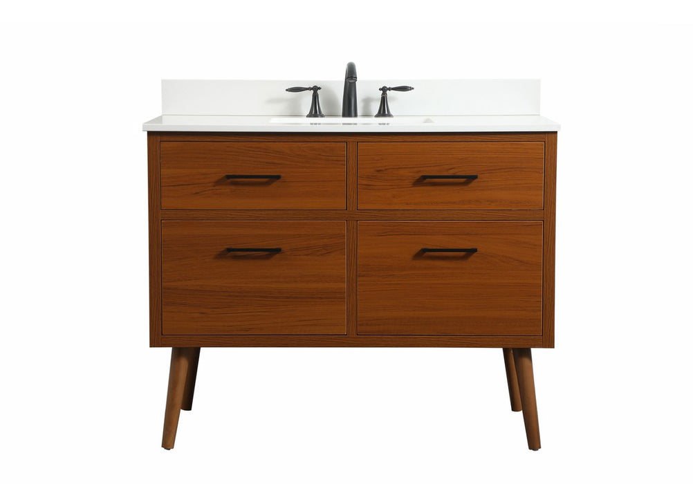 Elegant Lighting VF41042MTK-BS Single Bathroom Vanity, Teak