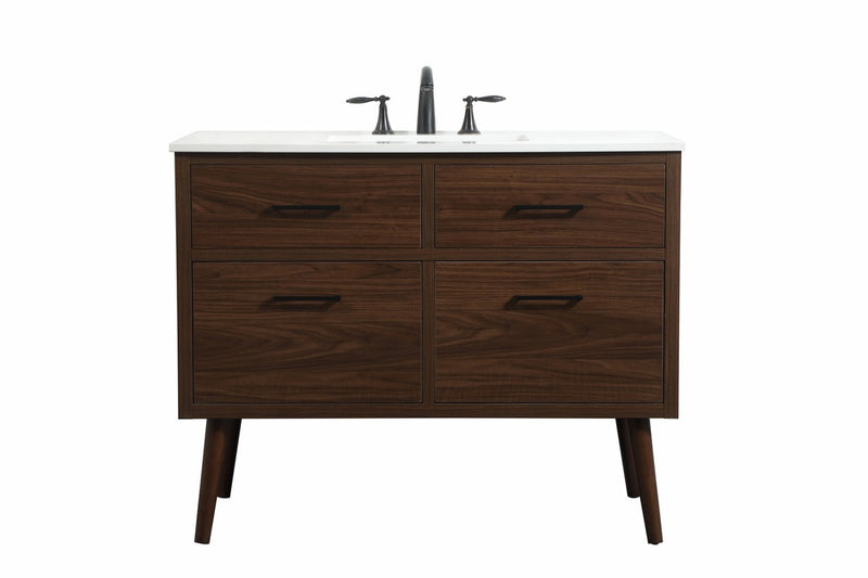 Elegant Lighting VF41042MWT Single Bathroom Vanity, Walnut