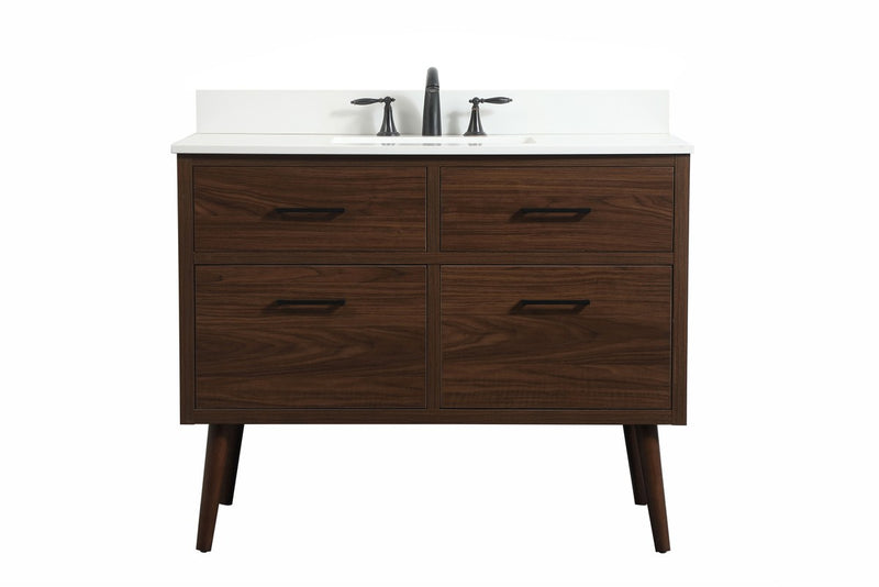 Elegant Lighting VF41042MWT-BS Single Bathroom Vanity, Walnut