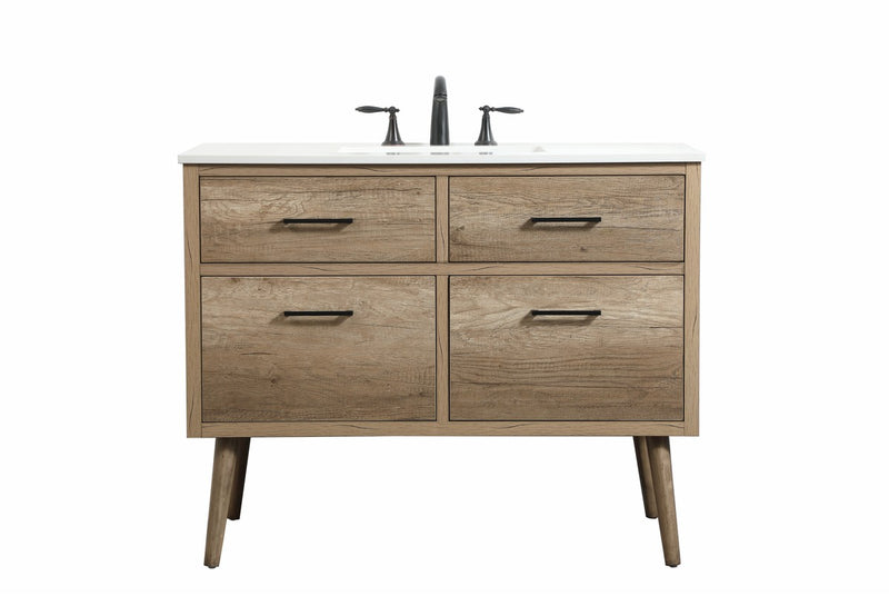 Elegant Lighting VF41042NT Single Bathroom Vanity, Natural Oak