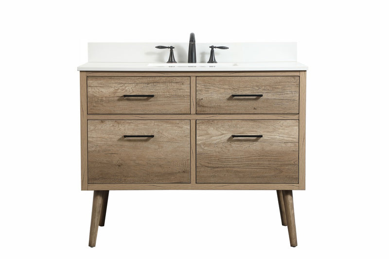 Elegant Lighting VF41042NT-BS Single Bathroom Vanity, Natural Oak
