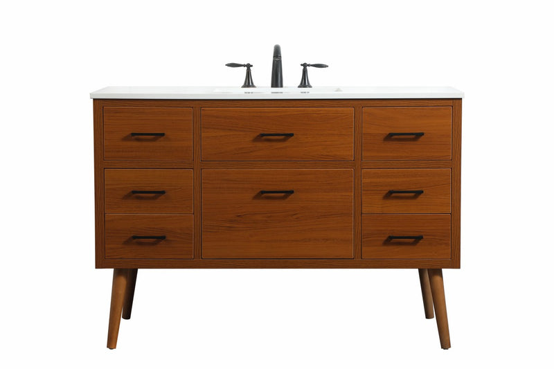 Elegant Lighting VF41048MTK Single Bathroom Vanity, Teak