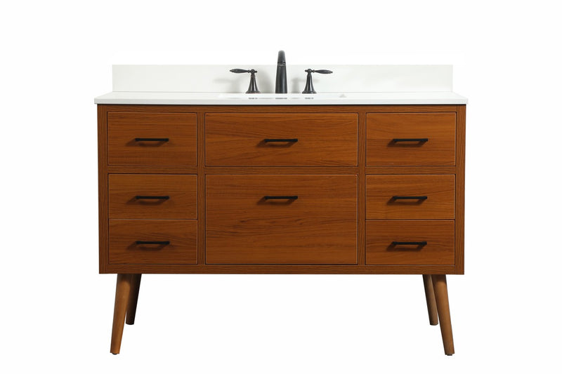 Elegant Lighting VF41048MTK-BS Single Bathroom Vanity, Teak