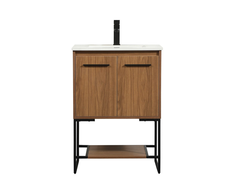 Elegant Lighting VF42524WB Single Bathroom Vanity, Walnut Brown