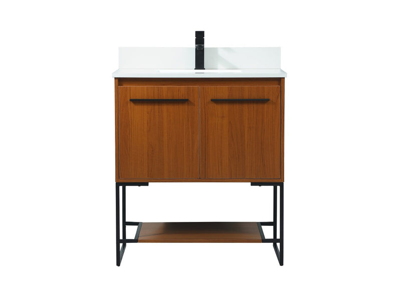 Elegant Lighting VF42530MTK-BS Vanity Sink Set, Teak