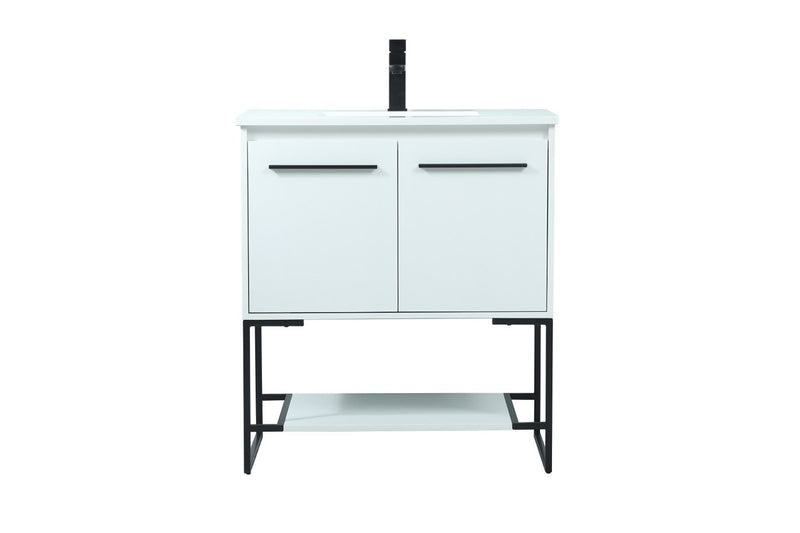 Elegant Lighting VF42530MWH Vanity Sink Set, White