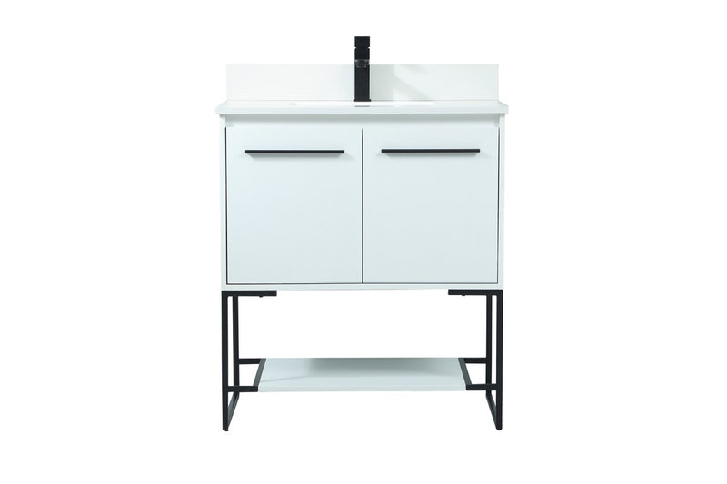 Elegant Lighting VF42530MWH-BS Vanity Sink Set, White