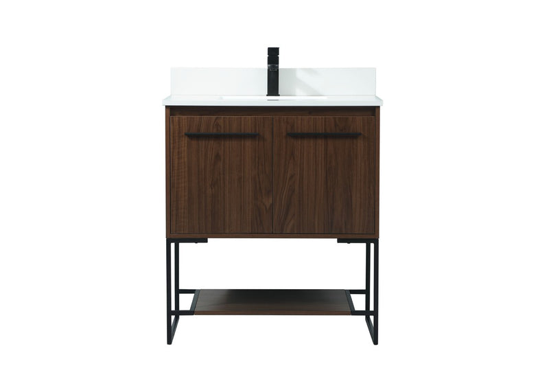 Elegant Lighting VF42530MWT-BS Vanity Sink Set, Walnut