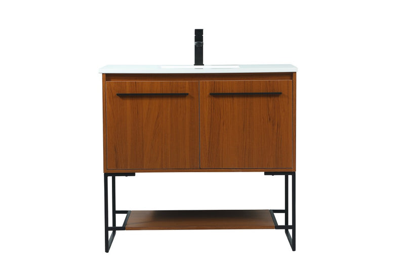 Elegant Lighting VF42536MTK Vanity Sink Set, Teak