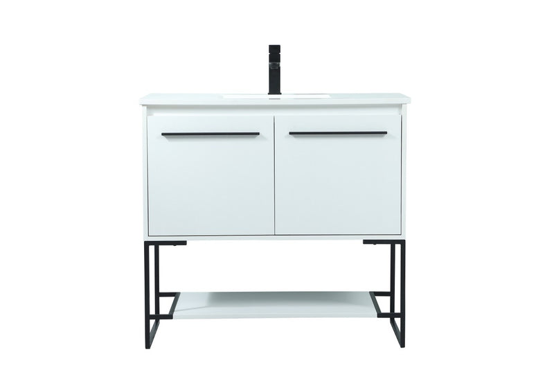 Elegant Lighting VF42536MWH Vanity Sink Set, White