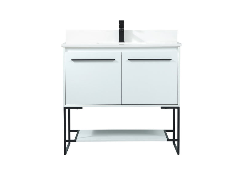 Elegant Lighting VF42536MWH-BS Vanity Sink Set, White