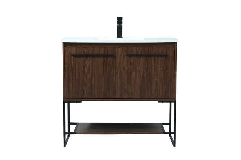 Elegant Lighting VF42536MWT Vanity Sink Set, Walnut