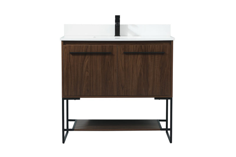 Elegant Lighting VF42536MWT-BS Vanity Sink Set, Walnut