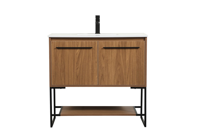 Elegant Lighting VF42536WB Single Bathroom Vanity, Walnut Brown