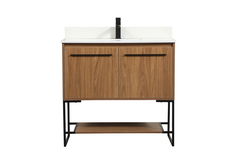 Elegant Lighting VF42536WB-BS Single Bathroom Vanity, Walnut Brown