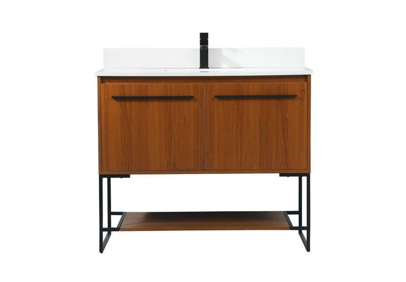 Elegant Lighting VF42540MTK-BS Vanity Sink Set, Teak