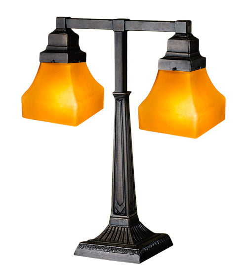 Meyda Tiffany 111803 Two Light Desk Lamp, Mahogany Bronze
