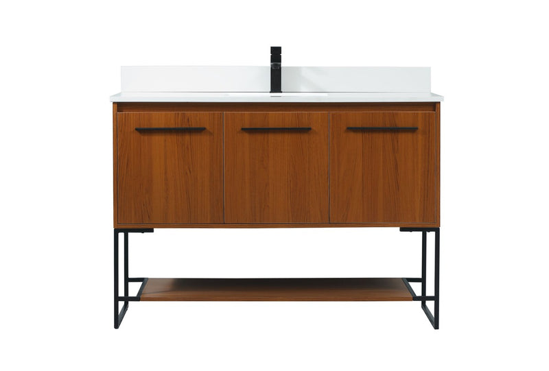 Elegant Lighting VF42548MTK-BS Vanity Sink Set, Teak