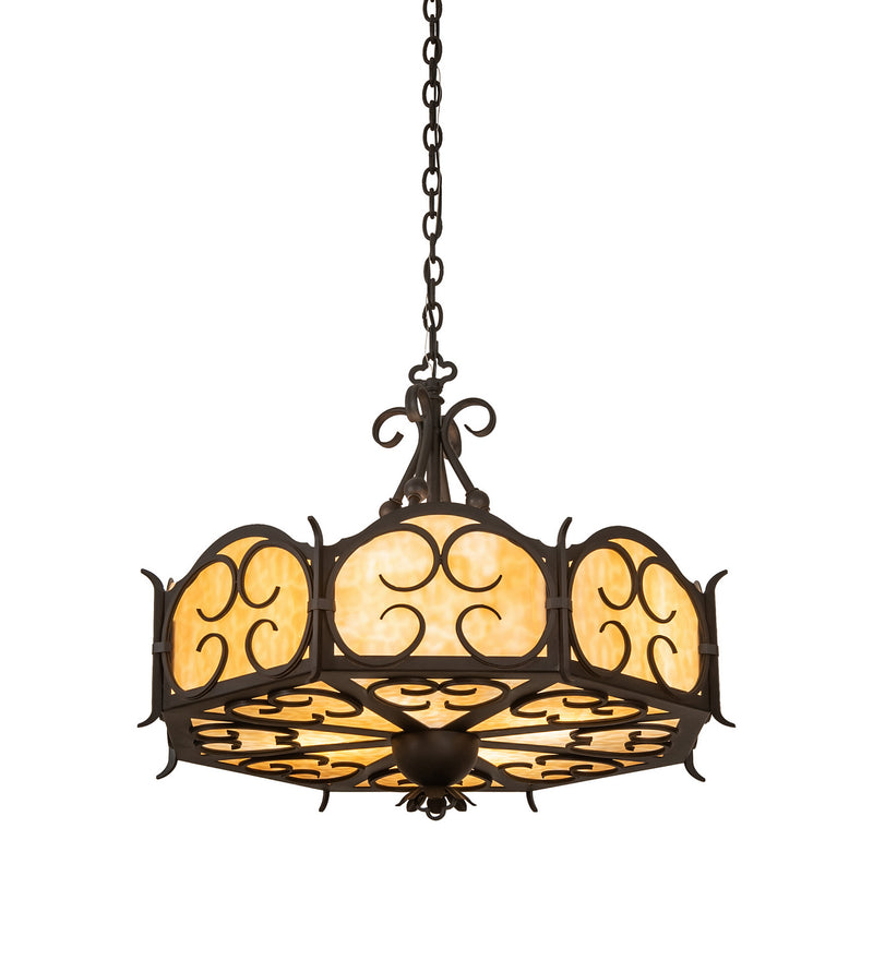 Meyda Tiffany 115332 Four Light Pendant, Chestnut