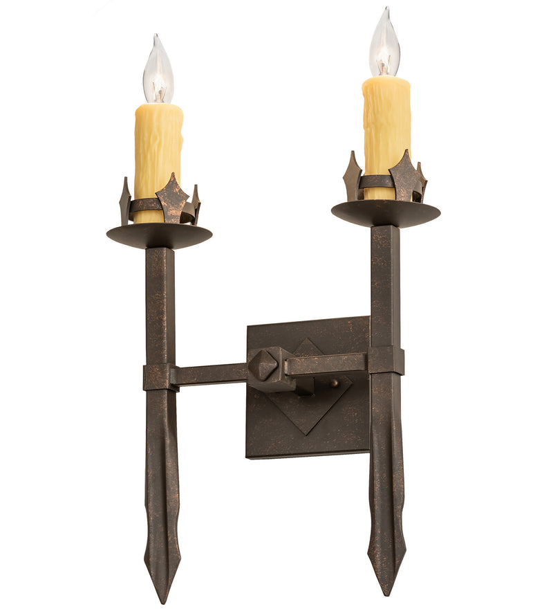 Meyda Tiffany 115642 Two Light Wall Sconce, Gilded Tobacco
