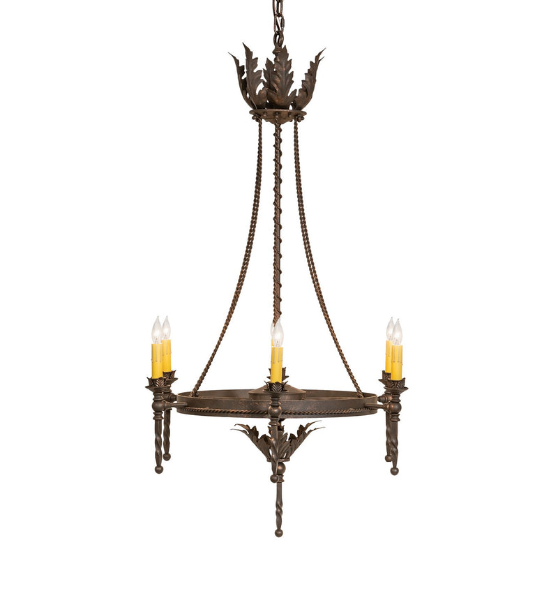 Meyda Tiffany 116297 Six Light Chandelier, Gilded Tobacco
