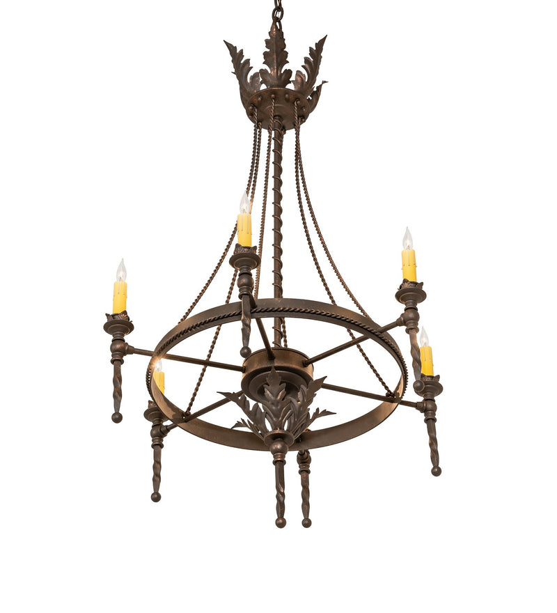 Meyda Tiffany 116297 Six Light Chandelier, Gilded Tobacco