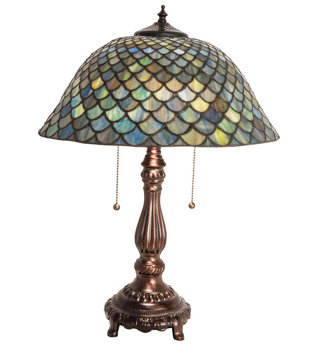 Meyda Tiffany 132148 Two Light Table Lamp, Mahogany Bronze