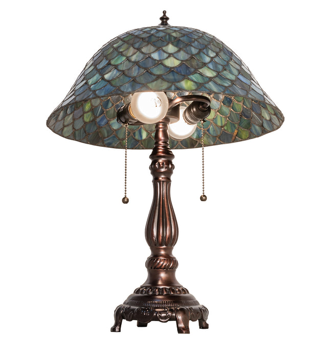 Meyda Tiffany 132148 Two Light Table Lamp, Mahogany Bronze