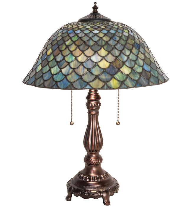 Meyda Tiffany 132148 Two Light Table Lamp, Mahogany Bronze