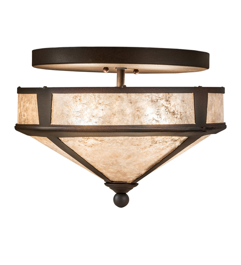 Meyda Tiffany 189636 Two Light Flushmount, Rust Over Wrought Iron