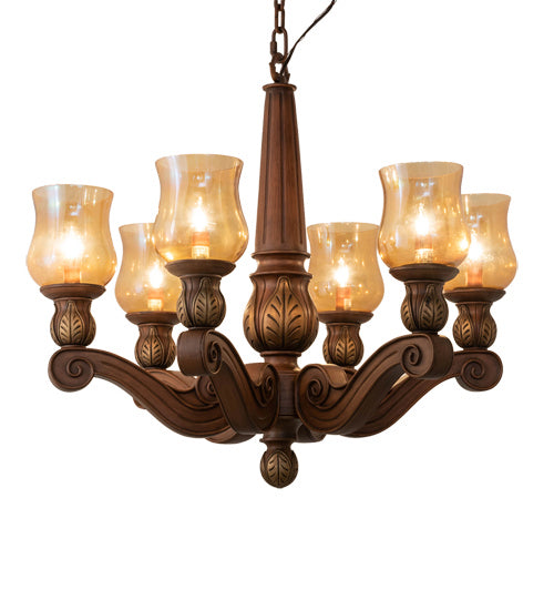 Meyda Tiffany 18983 Six Light Chandelier, Portsmouth Cherry W/ Gold Wash