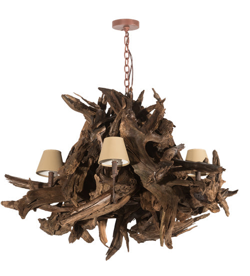 Meyda Tiffany 197275 Six Light Chandelier, Natural Wood/Rusty Nail