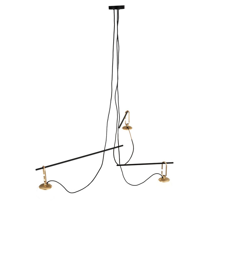 Meyda Tiffany 225466 Three Light Pendant, Brushed Waxed Brass/Black Tex
