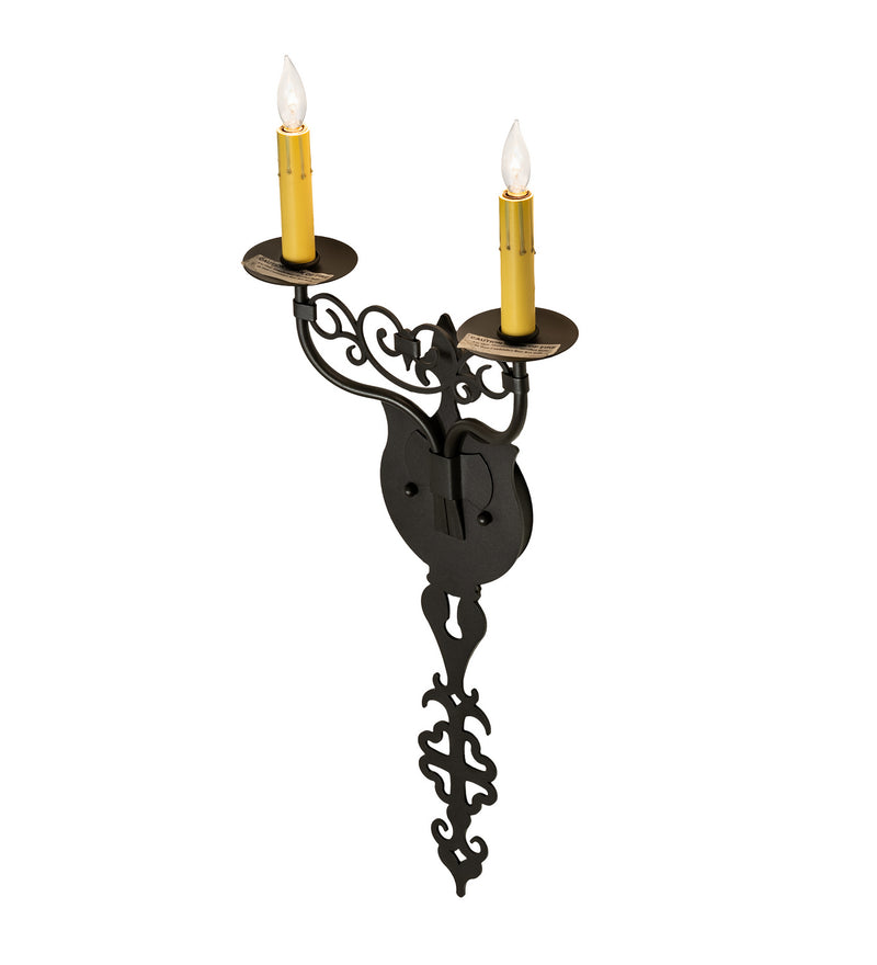 Meyda Tiffany 233400 Two Light Wall Sconce, Old Wrought Iron
