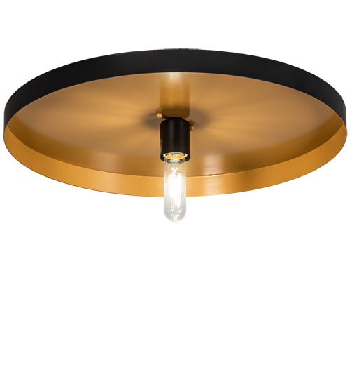 Meyda Tiffany 233499 One Light Flushmount, Solar Black And Sahara Gold