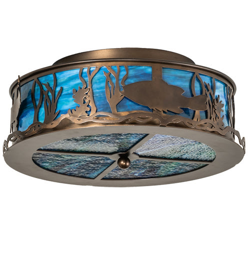 Meyda Tiffany 233509 Two Light Flushmount, Antique Copper