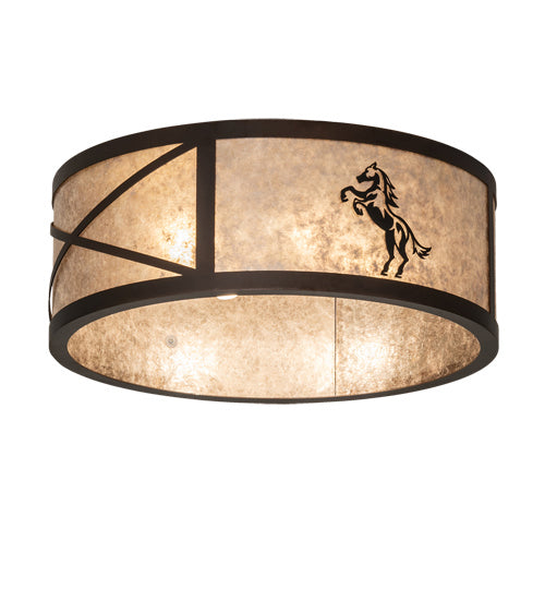 Meyda Tiffany 233537 Four Light Flushmount, Mahogany Bronze And Solar Black