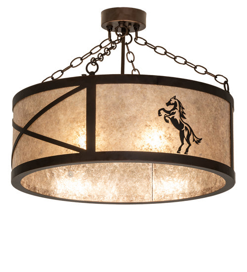 Meyda Tiffany 233538 Four Light Semi-Flushmount, Mahogany Bronze And Solar Black